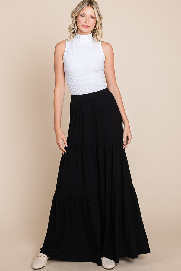 ESSENTIAL TIERED MAXI SKIRT
