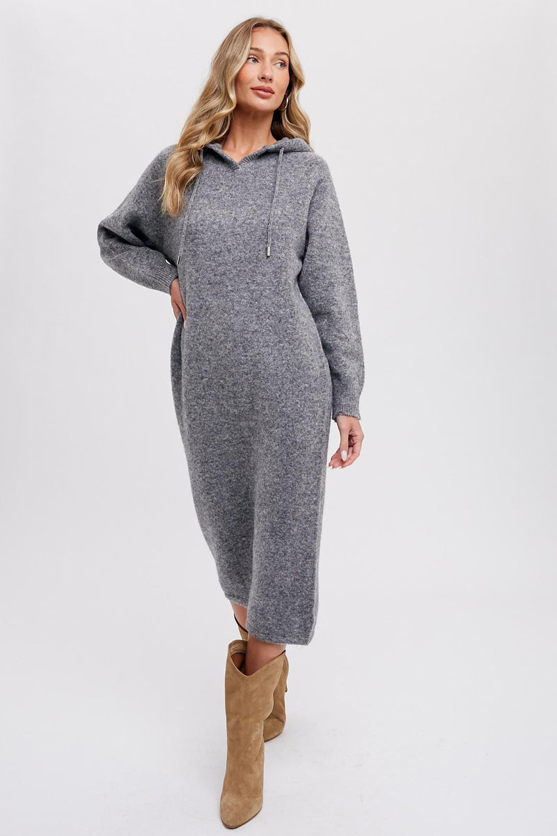 SARINA HOODIE SWEATER DRESS BLU Couture Clothing SARINA HOODIE SWEATER DRESS BLU Couture Clothing