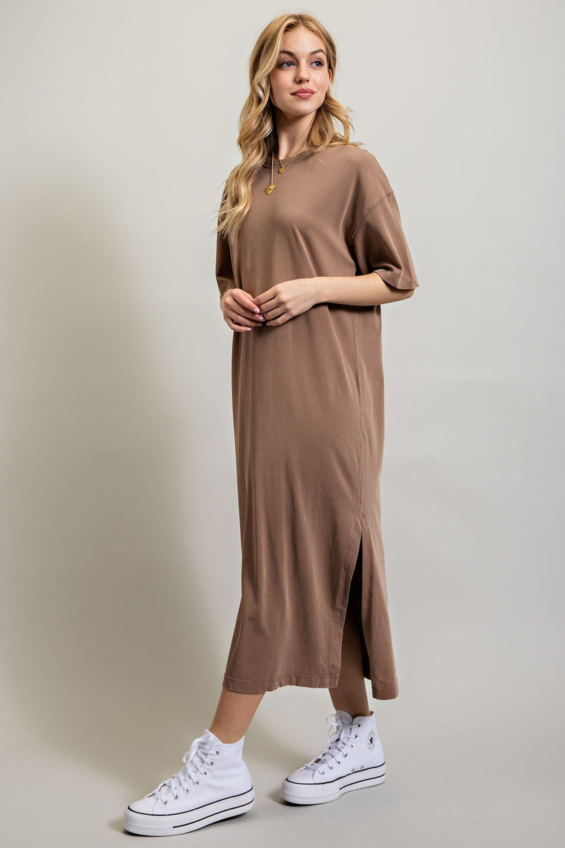 Midi Tshirt Long Dress Long T-shirt Dress Dark Mole Ladies H&M IN Midi Tshirt Long Dress Long T-shirt Dress Dark Mole Ladies H&M IN