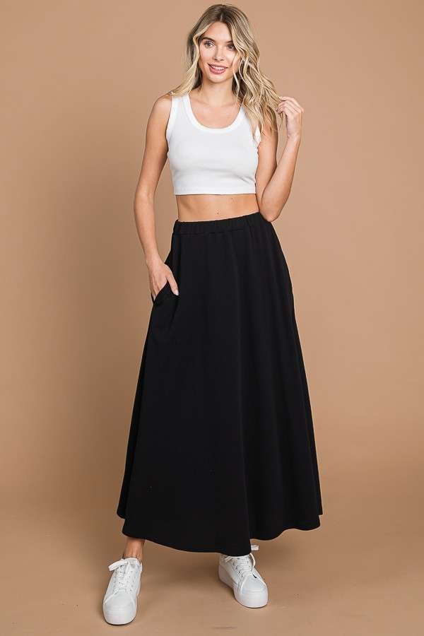 Women's Basics High Waisted Jersey Maxi Skirt