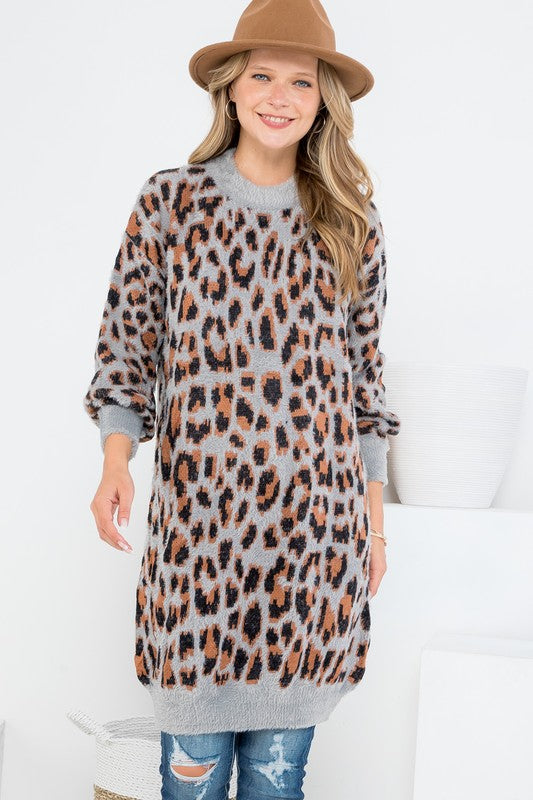 FUZZY SWEATER DRESS BLU Couture Clothing FUZZY SWEATER DRESS BLU Couture Clothing