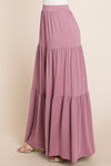 ESSENTIAL TIERED MAXI SKIRT (PLUM)