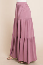 ESSENTIAL TIERED MAXI SKIRT (PLUM)