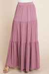 ESSENTIAL TIERED MAXI SKIRT (PLUM)