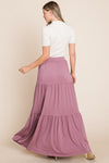 ESSENTIAL TIERED MAXI SKIRT (PLUM)