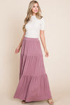 ESSENTIAL TIERED MAXI SKIRT (PLUM)