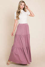 ESSENTIAL TIERED MAXI SKIRT (PLUM)