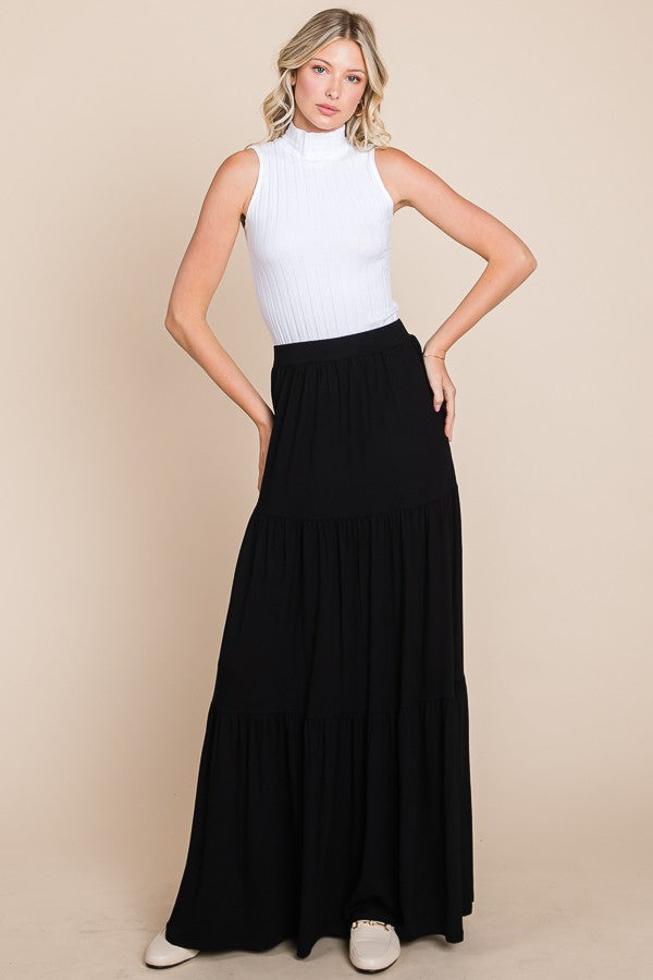 ESSENTIAL TIERED MAXI SKIRT