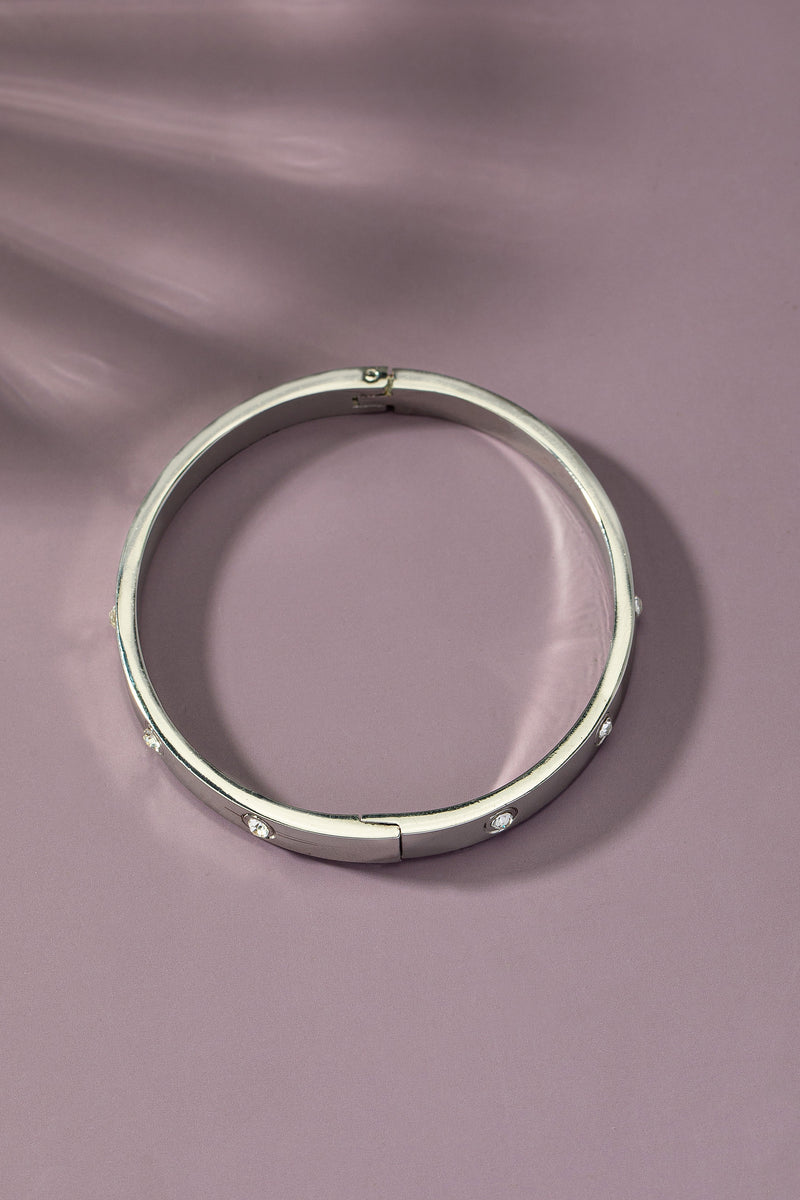 SILVER RHINESTONES BANGLE
