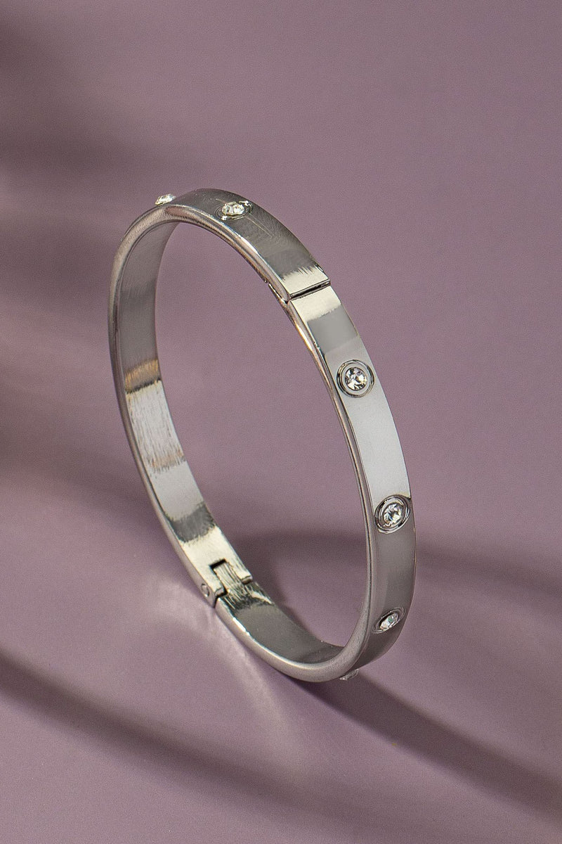 SILVER RHINESTONES BANGLE