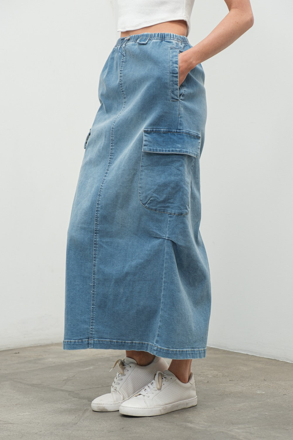CARGO DENIM SKIRT