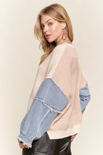 DENIM CONTRAST SWEATER
