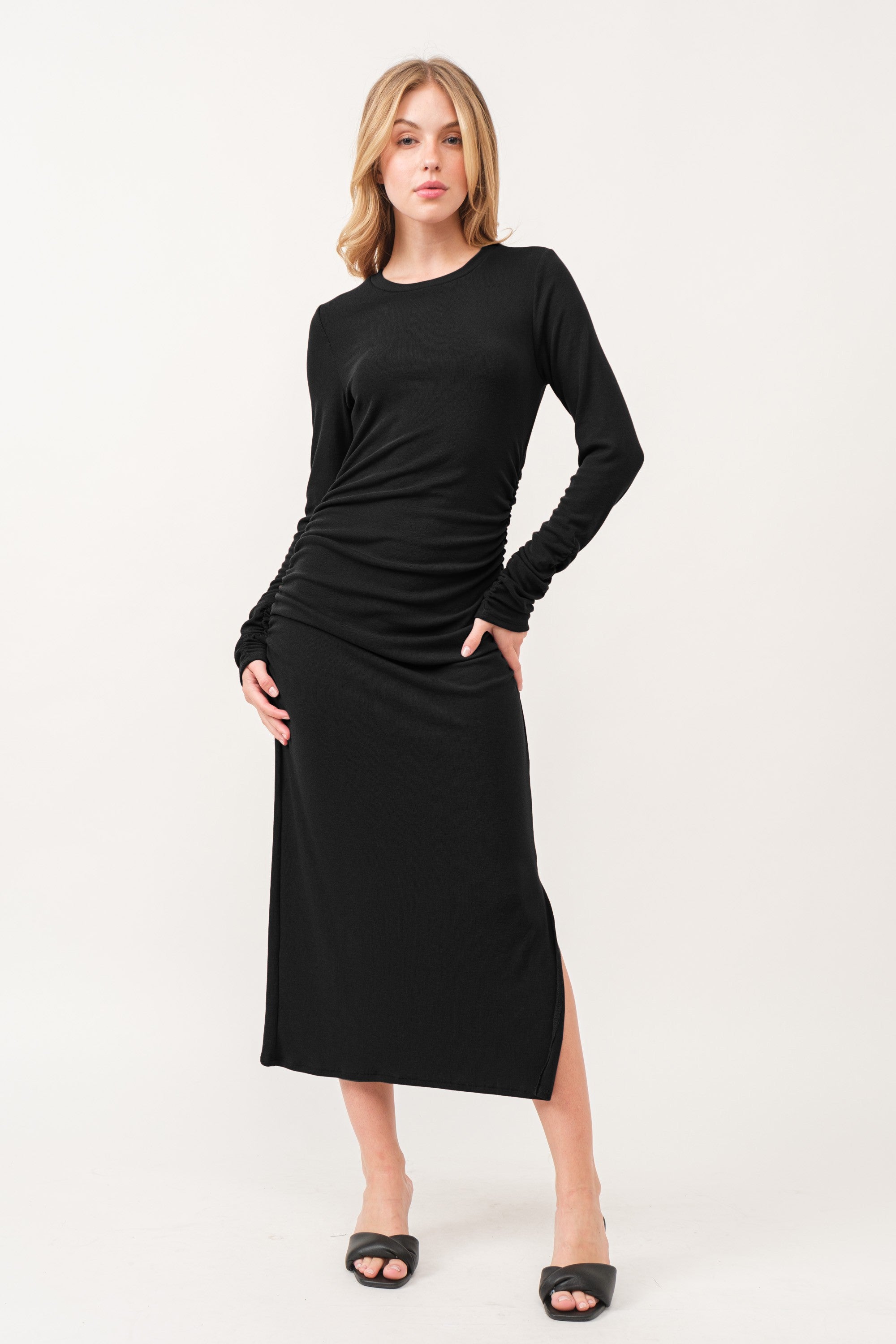 HELENA RUCHED DRESS BLU Couture Clothing HELENA RUCHED DRESS BLU Couture Clothing