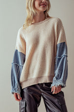 DENIM CONTRAST SWEATER