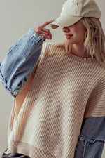 DENIM CONTRAST SWEATER