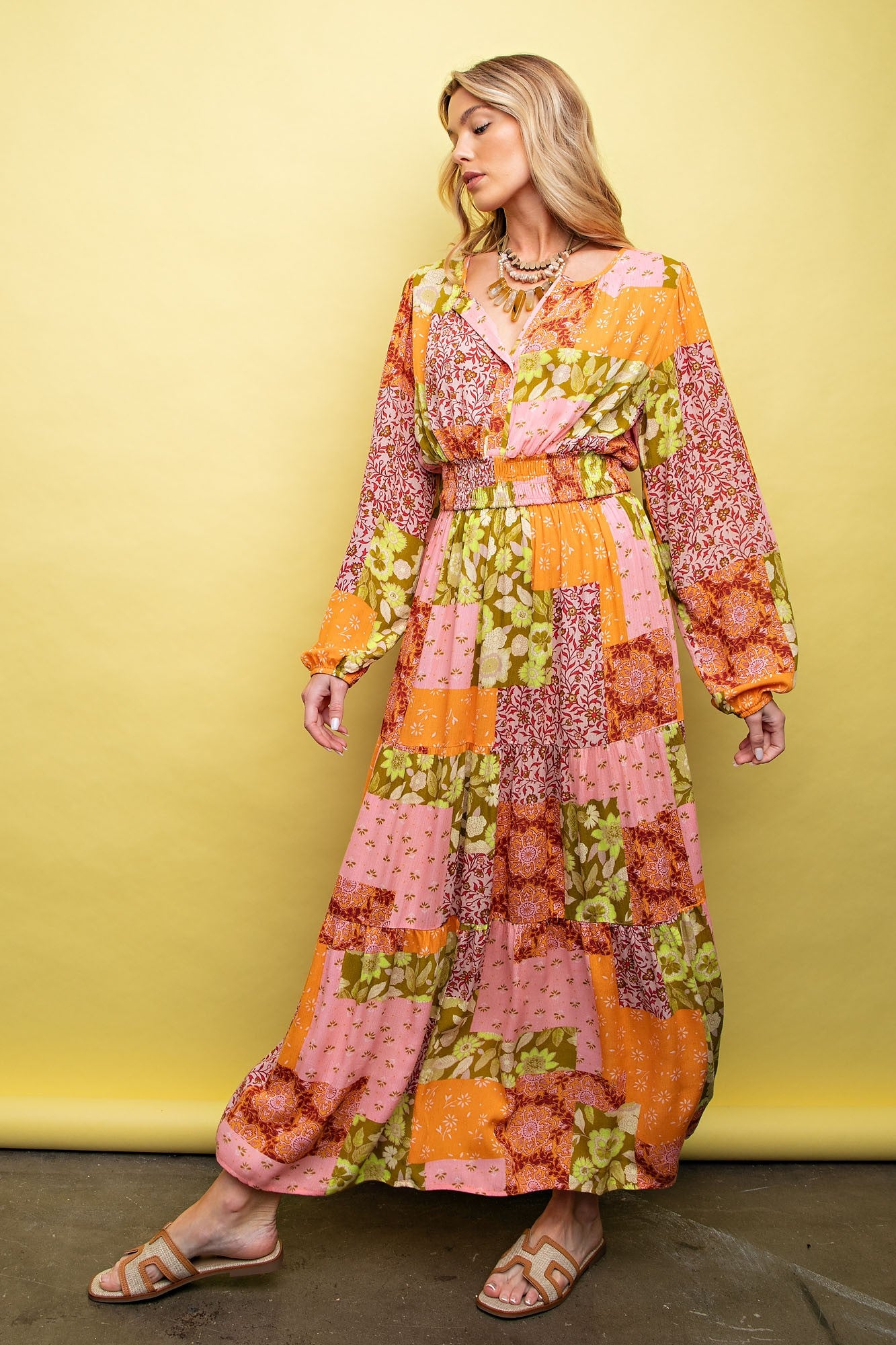 PATCHWORK MAXI DRESS BLU Couture Clothing PATCHWORK MAXI DRESS BLU Couture Clothing