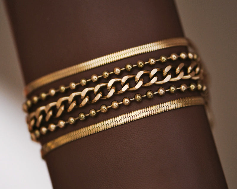18K GOLD LINK LAYERED  BRACELET