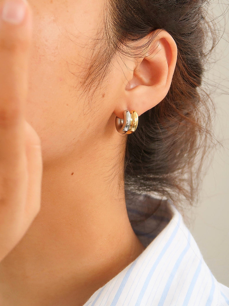 DOUBLE C HOOP EARRINGS - MULTI