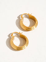 18K GOLD TEXTURED HOOPS EARRINGS