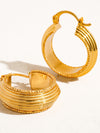 18K GOLD TEXTURED HOOPS EARRINGS