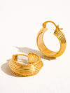 18K GOLD TEXTURED HOOPS EARRINGS
