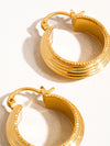 18K GOLD TEXTURED HOOPS EARRINGS