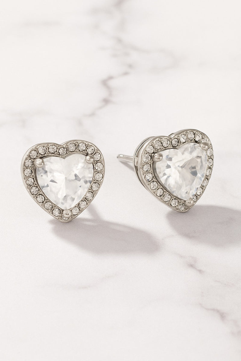 CZ HEART STUD EARRINGS