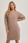 CABLE KNIT SWEATER DRESS