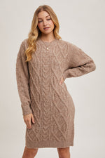 CABLE KNIT SWEATER DRESS