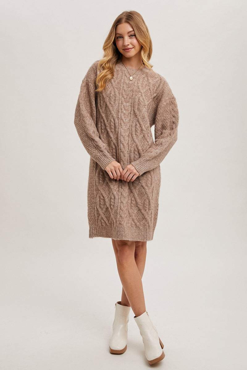 CABLE KNIT SWEATER DRESS