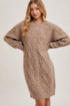 CABLE KNIT SWEATER DRESS