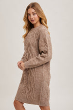 CABLE KNIT SWEATER DRESS