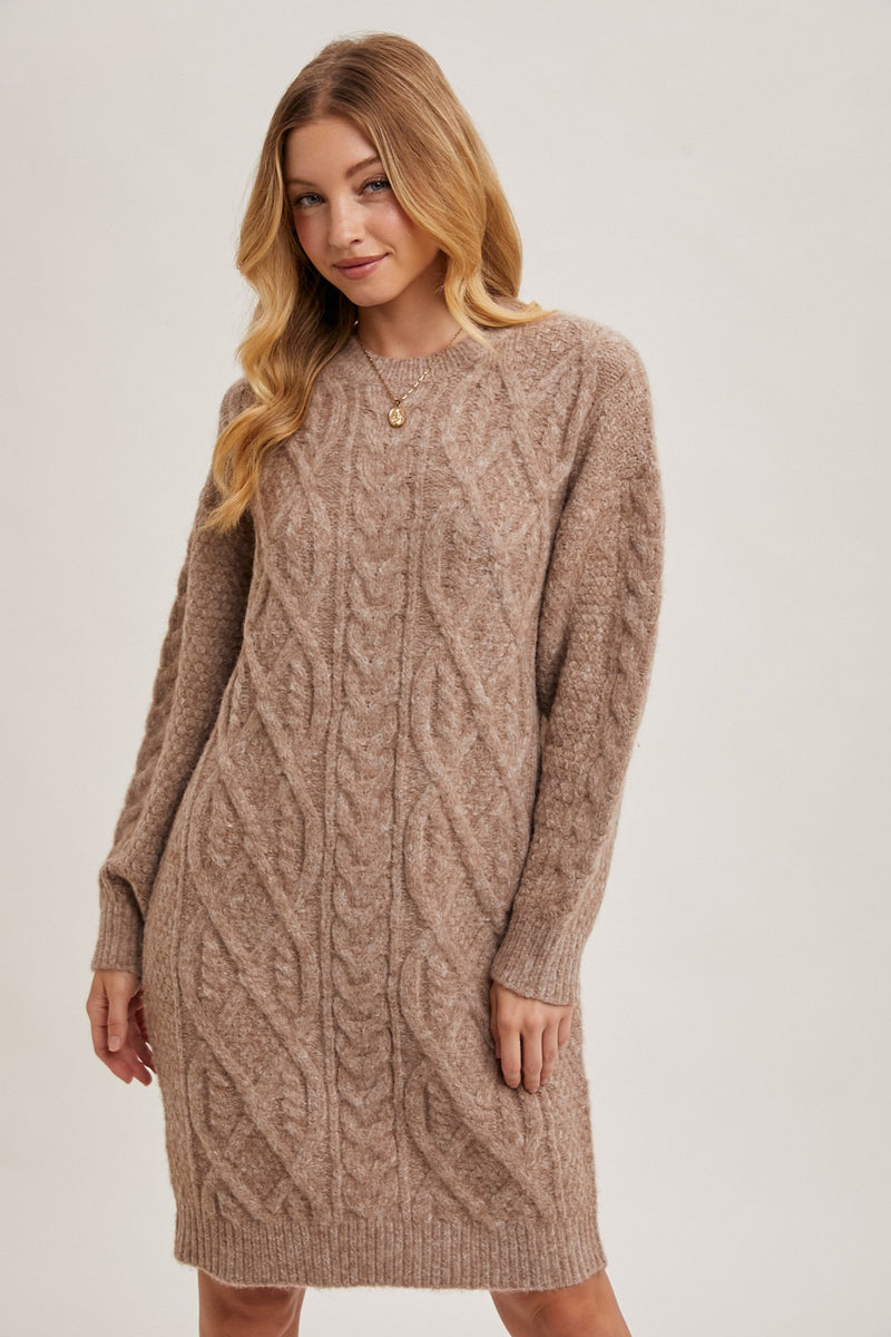 CABLE KNIT SWEATER DRESS