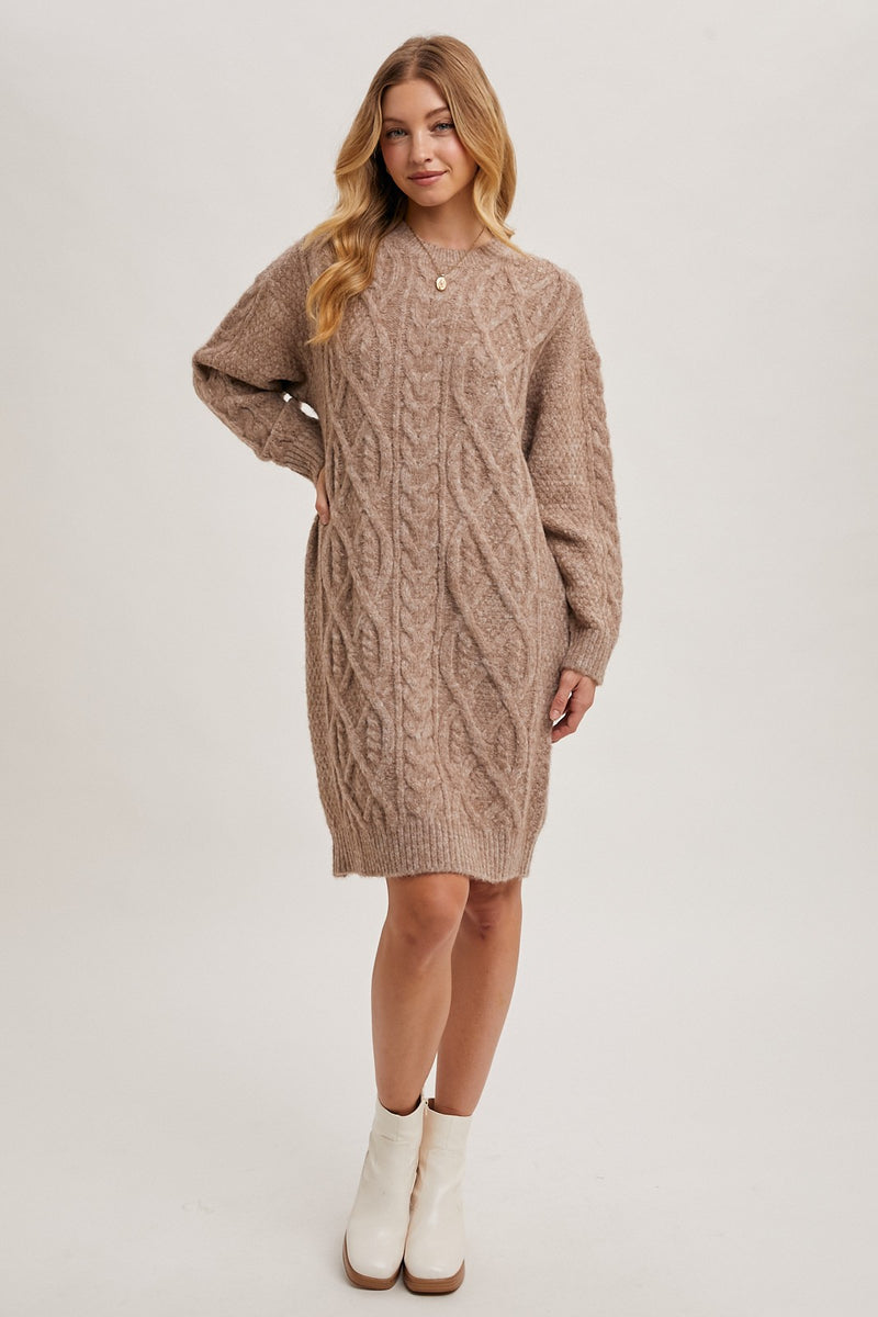 CABLE KNIT SWEATER DRESS