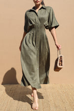 SUEDE BUTTON DOWN DRESS