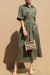 SUEDE BUTTON DOWN DRESS