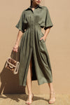 SUEDE BUTTON DOWN DRESS