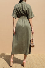 SUEDE BUTTON DOWN DRESS