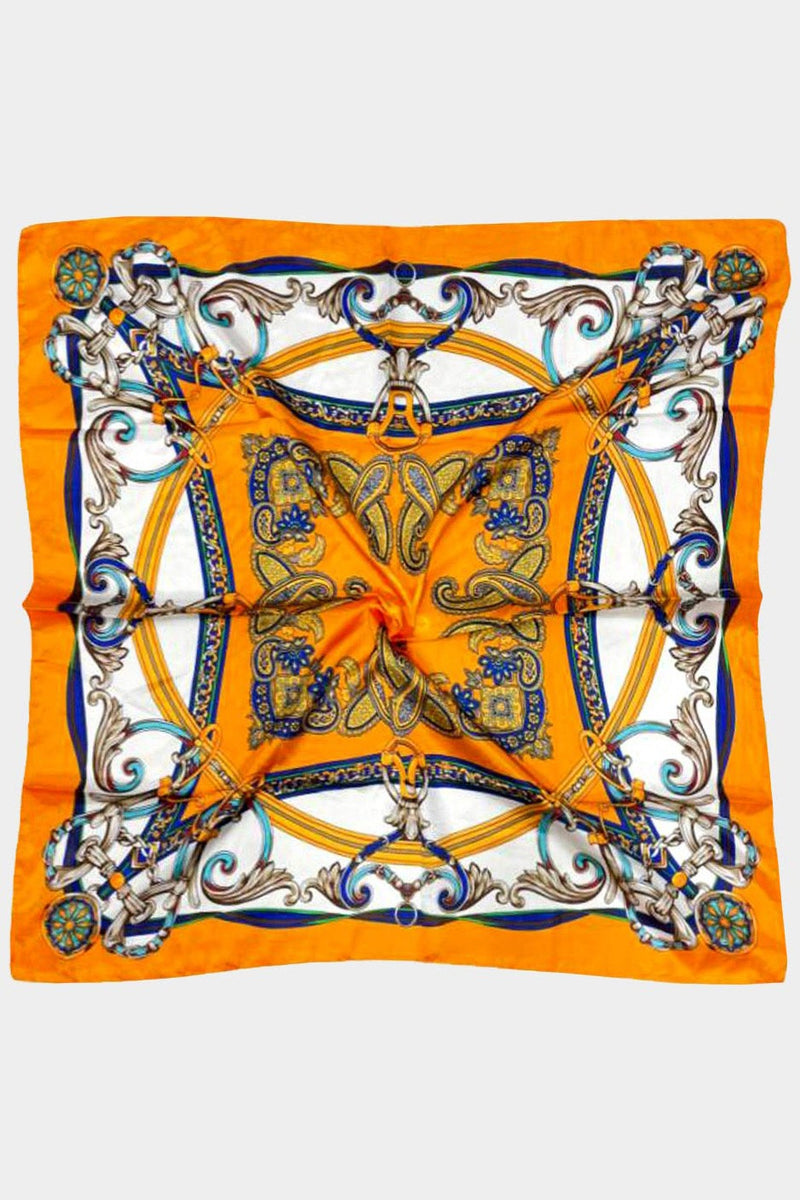 SQUARE PRINT SCARF - ORANGE