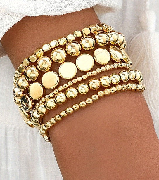 GOLD BEAD BRACELET STACK