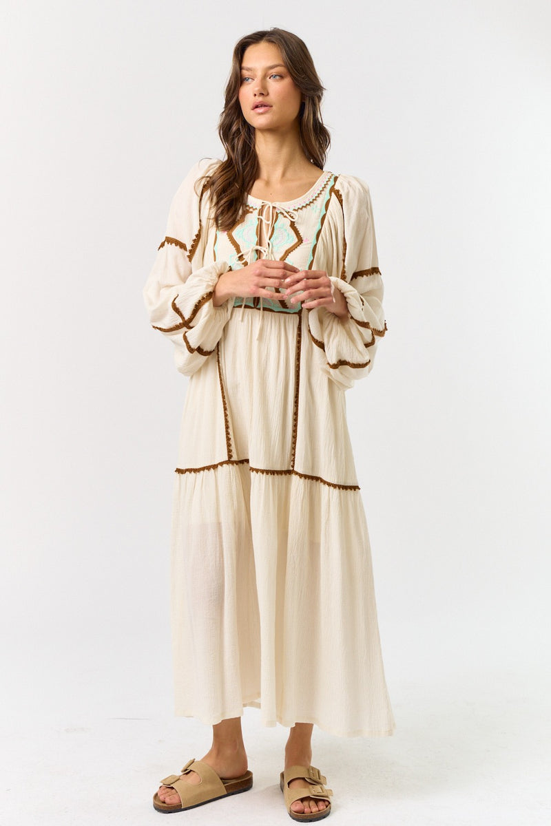 EMBROIDERED MAXI DRESS