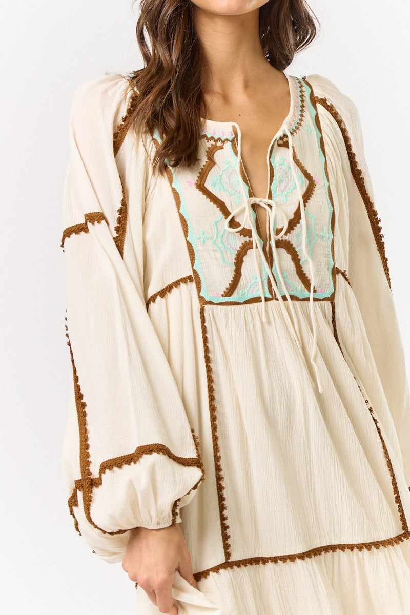EMBROIDERED MAXI DRESS