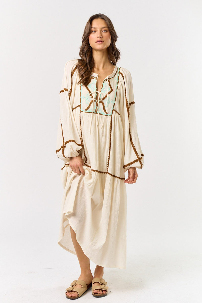 EMBROIDERED MAXI DRESS