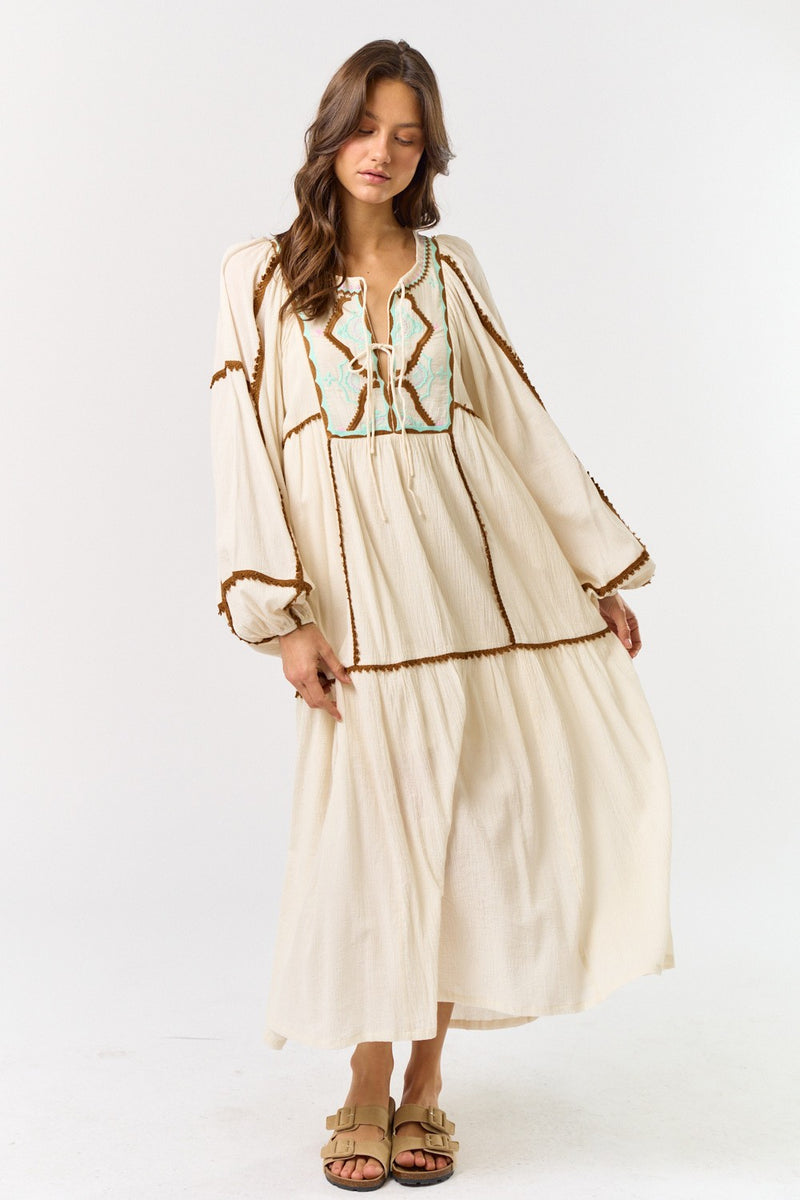 EMBROIDERED MAXI DRESS