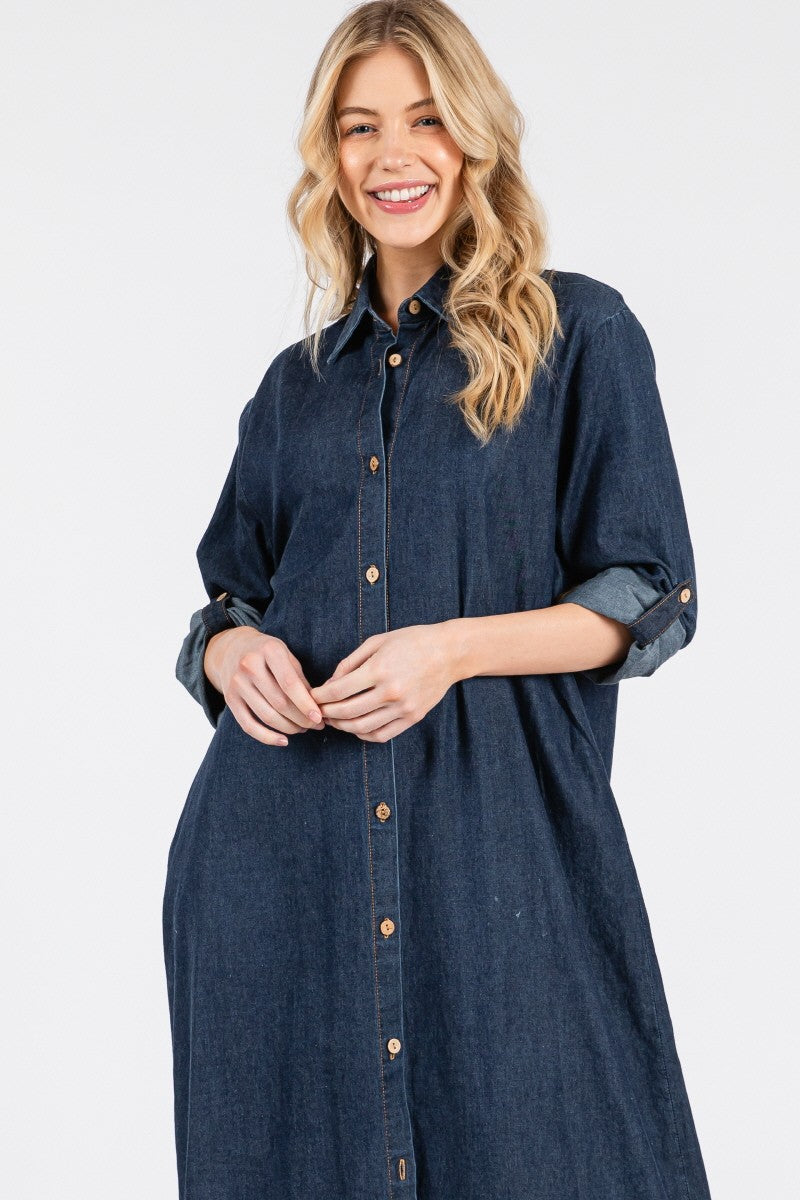 PRE ORDER - DENIM SHIRT DRESS