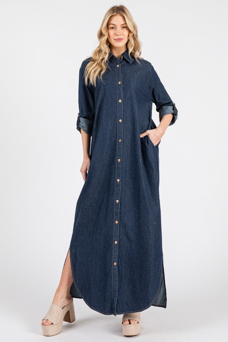 PRE ORDER - DENIM SHIRT DRESS