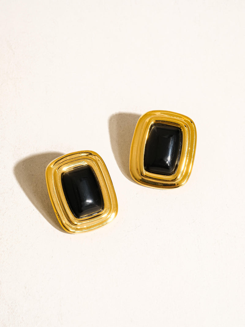 18K CLASSIC SQUARE STONE EARRINGS