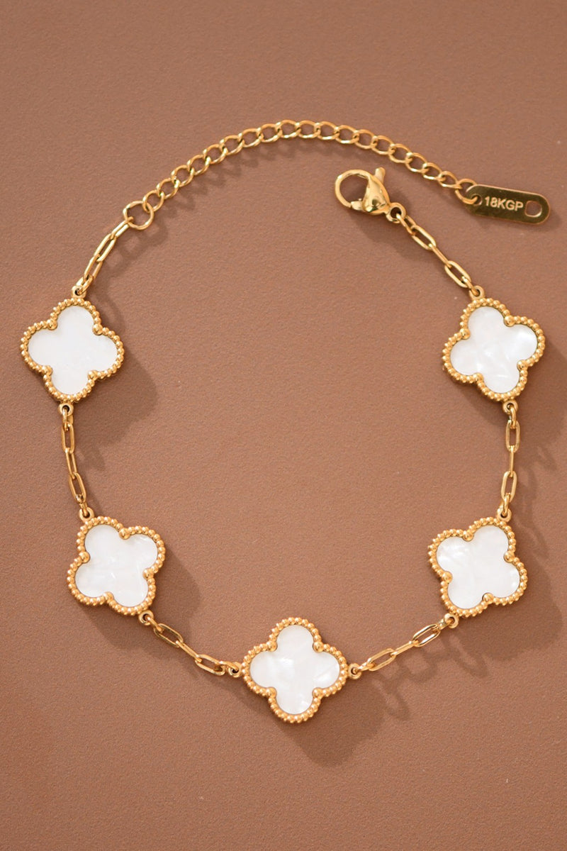 18K WHITE CLOVER BRACELET