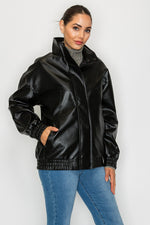 OVERSIZED FAUX LEATHER JACKET