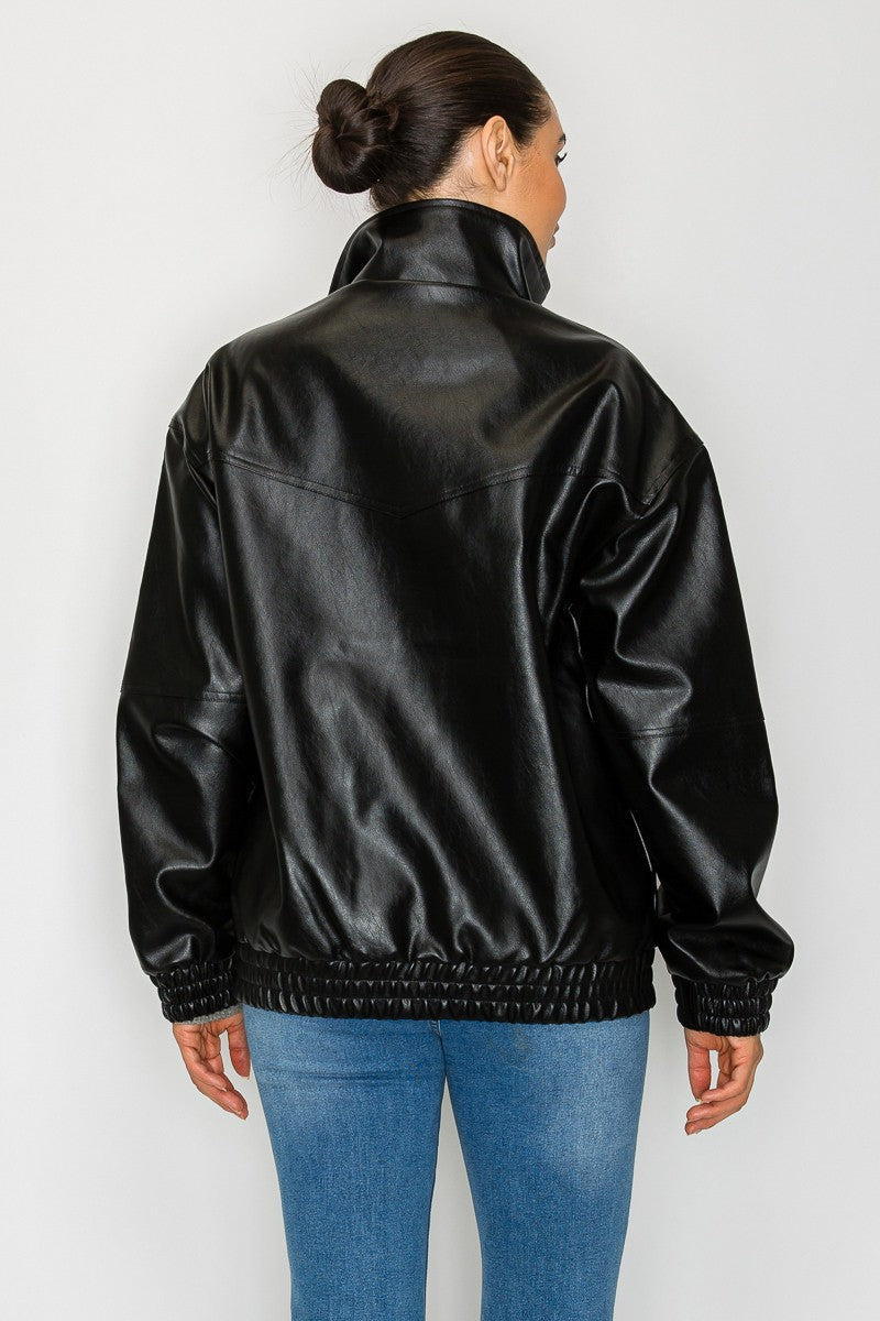 OVERSIZED FAUX LEATHER JACKET